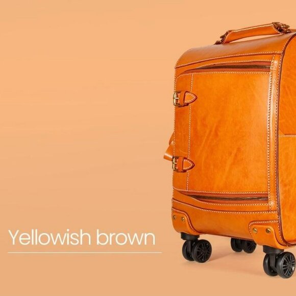 Genuine Leather Luxury Suitcase with Wheels: 18 inch/35 Liters - Picture 2 of 5